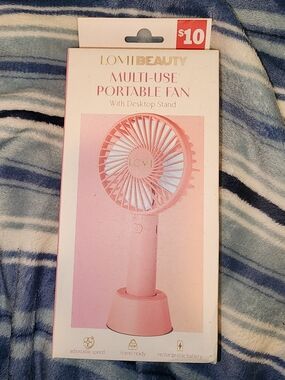 LOMI Beauty Pink Multi-Use Portable Fan with Desktop Stand